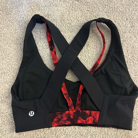 Lululemon Sweat Times Bra 6 CarmineTrue Red Black - Picture 4 of 6
